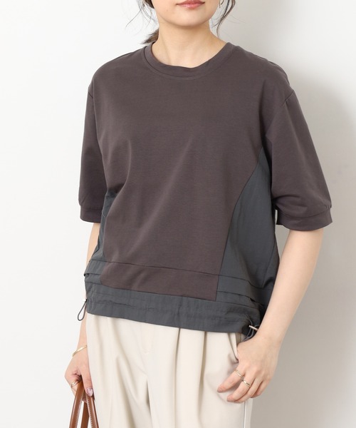 A.N.L(エーエヌエル レーベル)の「A.N.L バックシャン半袖カットソープルオーバー(Tシャツ/カットソー・レディース・カーキ/ブラック/ブルー/チャコールグレー・38)」の2枚目の写真