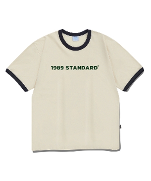 1989STANDARD(1989スタンダード)の「ベーシックロゴクールコットンリンガー半袖(SRSSTD-0006)(Tシャツ/カットソー・メンズ・ライトグレー/ブラック/アイボリー・LARGE/MEDIUM/X-LARGE)」の2枚目の写真
