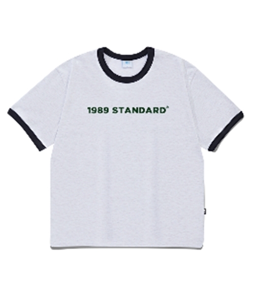 1989STANDARD(1989スタンダード)の「ベーシックロゴクールコットンリンガー半袖(SRSSTD-0006)(Tシャツ/カットソー・メンズ・ライトグレー/ブラック/アイボリー・LARGE/MEDIUM/X-LARGE)」の1枚目の写真