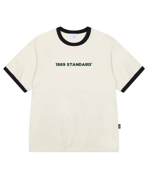 1989STANDARD(1989スタンダード)の「ベーシックロゴクールコットンリンガー半袖(SRSSTD-0006)(Tシャツ/カットソー・メンズ・ライトグレー/ブラック/アイボリー・LARGE/MEDIUM/X-LARGE)」の5枚目の写真