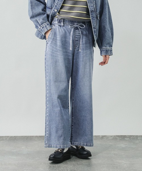 GLOBAL WORK(グローバルワーク)の「GOODデニムイージー綿麻パンツ/634610(デニムパンツ・レディース・サックスブルー/ブルー/ダークブラウン・X-SMALL/MEDIUM/SMALL/LARGE)」の3枚目の写真