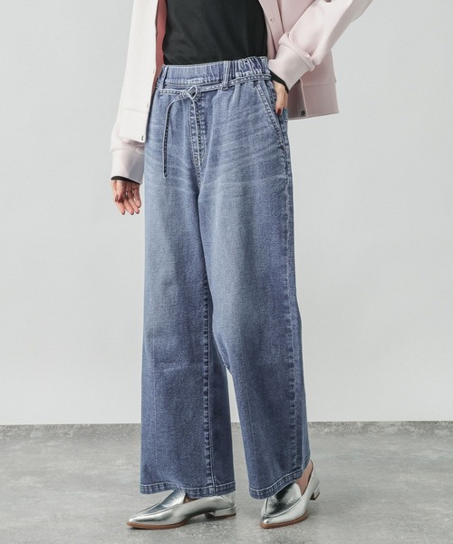 GLOBAL WORK(グローバルワーク)の「GOODデニムイージー綿麻パンツ/634610(デニムパンツ・レディース・サックスブルー/ブルー/ダークブラウン・X-SMALL/MEDIUM/SMALL/LARGE)」の1枚目の写真