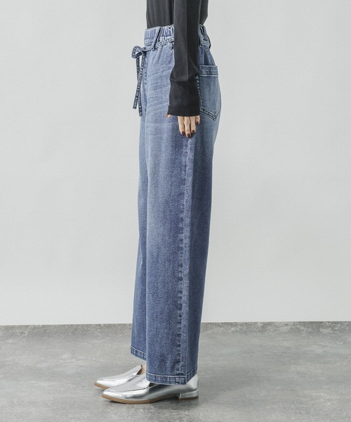 GLOBAL WORK(グローバルワーク)の「GOODデニムイージー綿麻パンツ/634610(デニムパンツ・レディース・サックスブルー/ブルー/ダークブラウン・X-SMALL/MEDIUM/SMALL/LARGE)」の18枚目の写真