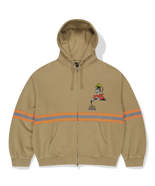 HI-VIS ZIP‑UP HOODIE (BEIGE) — светоотражающий худи на молнии, бежевый