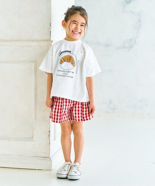 Seraph（セラフ）の「まいにちショートパンツ（その他パンツ・キッズ・レッド/ベージュ/インディゴブルー/ミント/イエロー/ブラック/サックスブルー・80/90/100/110/120/130/140）」の15枚目の写真