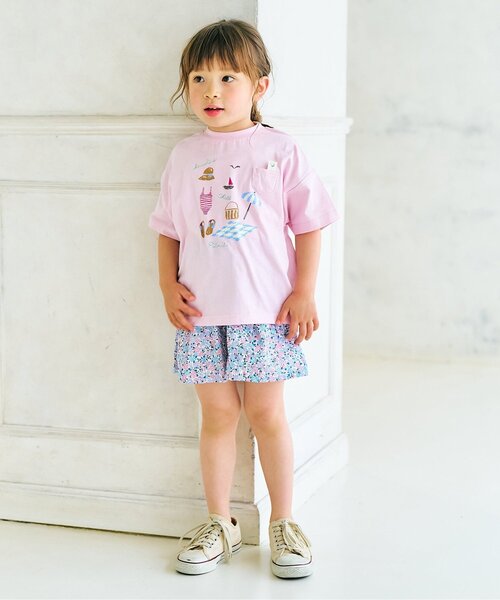 Seraph（セラフ）の「まいにちショートパンツ（その他パンツ・キッズ・レッド/ベージュ/インディゴブルー/ミント/イエロー/ブラック/サックスブルー・80/90/100/110/120/130/140）」の17枚目の写真