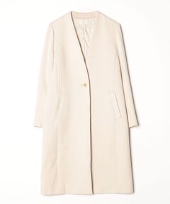 セール】ラムウールノーカラーロングコート◇（ノーカラーコート