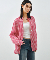 チェックシアサッカーオーバーサイズシャツレッドMDSH019CHECKRED