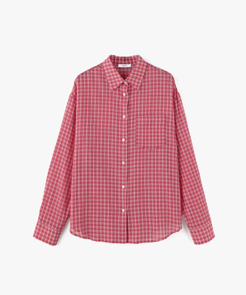 MONGDOL(モンドル)の「チェックシアサッカーオーバーサイズシャツレッドMDSH019CHECKRED(シャツ/ブラウス・レディース・その他・F)」の7枚目の写真