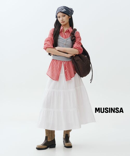 MONGDOL(モンドル)の「チェックシアサッカーオーバーサイズシャツレッドMDSH019CHECKRED(シャツ/ブラウス・レディース・その他・F)」の8枚目の写真