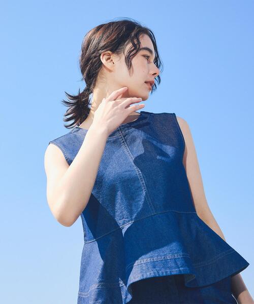 NAVYNAVY（ネイビーネイビー）の「【ユーティリティ】COOL MAX(R)接触冷感デニムセットアップ ブラウス（シャツ/ブラウス・レディース・ブルー/ネイビー・FREE）」の13枚目の写真