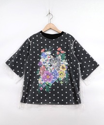 セール】162607：花ネコ刺繍入り半袖ジャケット（テーラードジャケット