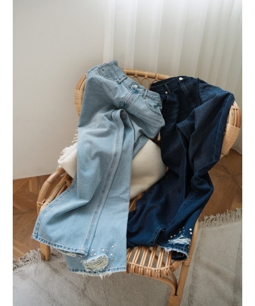 Katrin TOKYO（カトリーントーキョー）の「studded hem denim（デニムパンツ・レディース・ライトブルー/インディゴブルー・XS/S-Short/M/S）」の22枚目の写真