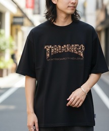 Applique Logo S/S T-SHIRTS/THRASHER スラッシャー ロゴアップリケ風デザイン 半袖Tシャツ オーバーサイズ・ワイドシルエットストリート スケーターユニセックス