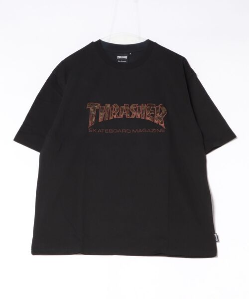 THRASHER(スラッシャー)の「Applique Logo S/S T-SHIRTS/THRASHER スラッシャー ロゴアップリケ風デザイン 半袖Tシャツ オーバーサイズ・ワイドシルエットストリート スケーターユニセックス(Tシャツ/カットソー・メンズ・ブラック系その他/ブラック/アッシュグレー・MEDIUM/X-LARGE/LARGE)」の11枚目の写真