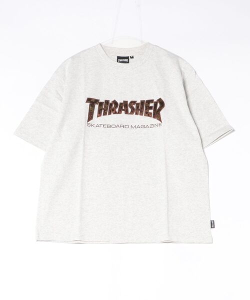 THRASHER(スラッシャー)の「Applique Logo S/S T-SHIRTS/THRASHER スラッシャー ロゴアップリケ風デザイン 半袖Tシャツ オーバーサイズ・ワイドシルエットストリート スケーターユニセックス(Tシャツ/カットソー・メンズ・ブラック系その他/ブラック/アッシュグレー・MEDIUM/X-LARGE/LARGE)」の13枚目の写真