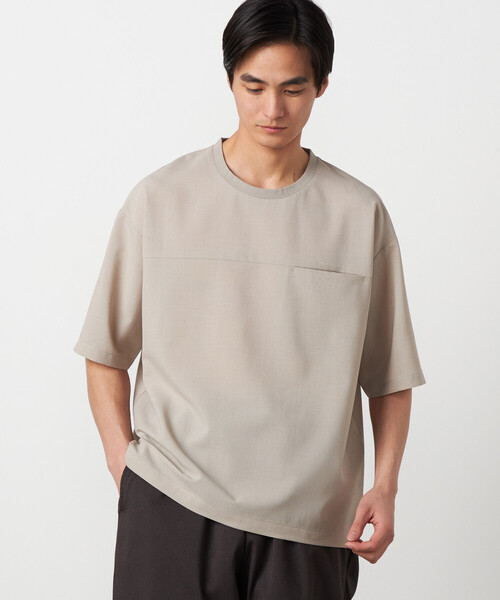 COMME CA ISM（コムサイズム）の「【吸水速乾】リネンライクポリエステル 布帛Tシャツ（Tシャツ/カットソー・メンズ・カーキ/ブラック/ベージュ/ネイビー・LARGE/MEDIUM）」の3枚目の写真
