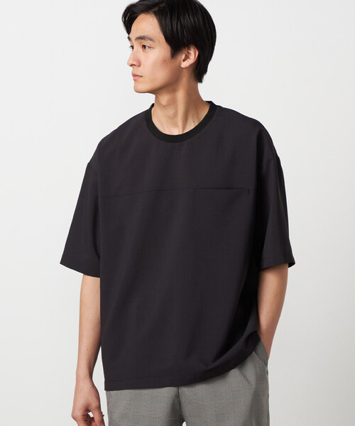 COMME CA ISM（コムサイズム）の「【吸水速乾】リネンライクポリエステル 布帛Tシャツ（Tシャツ/カットソー・メンズ・カーキ/ブラック/ベージュ/ネイビー・LARGE/MEDIUM）」の2枚目の写真
