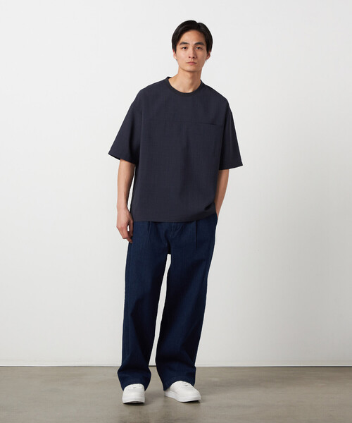 COMME CA ISM（コムサイズム）の「【吸水速乾】リネンライクポリエステル 布帛Tシャツ（Tシャツ/カットソー・メンズ・カーキ/ブラック/ベージュ/ネイビー・LARGE/MEDIUM）」の5枚目の写真