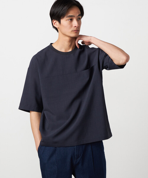 COMME CA ISM（コムサイズム）の「【吸水速乾】リネンライクポリエステル 布帛Tシャツ（Tシャツ/カットソー・メンズ・カーキ/ブラック/ベージュ/ネイビー・LARGE/MEDIUM）」の9枚目の写真