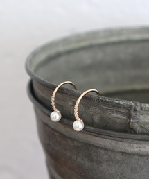 パール×キュービックハーフフープピアス