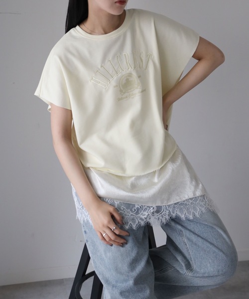 カレッジロゴ刺繍スウェットTシャツ