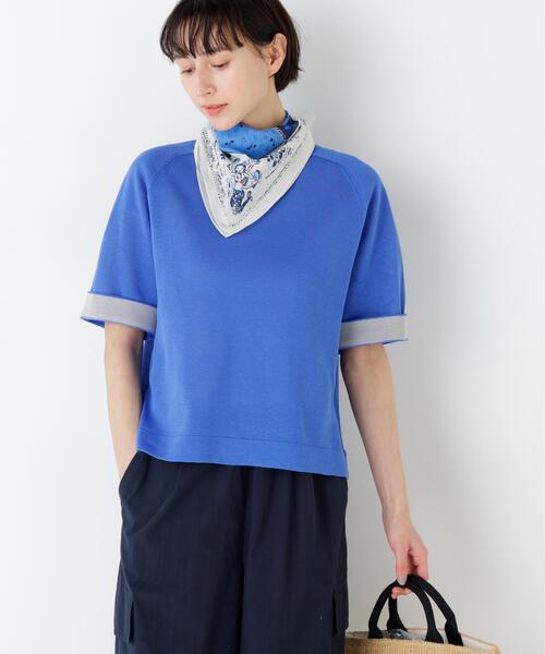 human woman(ヒューマンウーマン)の「◆【名品/ウォッシャブル/4カラー展開】ハイゲージギマ クルーネックラグランプルオーバー(ニット/セーター・レディース・ブラウン系その他/ホワイト系その他3/レッド/ブルー・MEDIUM)」の1枚目の写真