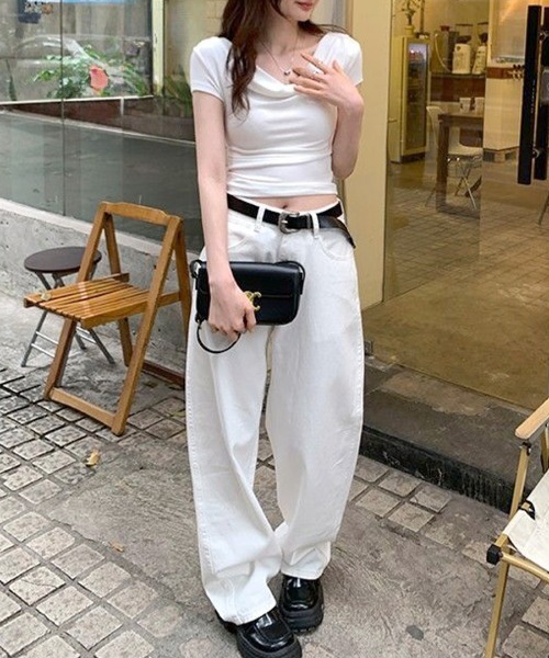 REMUR(レミュール)の「デコルテドレープトップス オフショル(Tシャツ/カットソー・レディース・ブラック/クリーム/ピンク/ホワイト・FREE)」の10枚目の写真