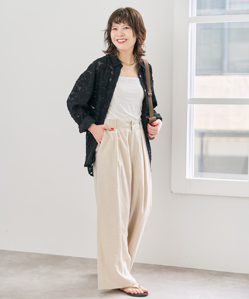 Spick & Span(スピックアンドスパン)の「《WEB限定 / 追加2》シアージャガードシャツ(シャツ/ブラウス・レディース・ブラック/アイボリー・FREE)」の10枚目の写真