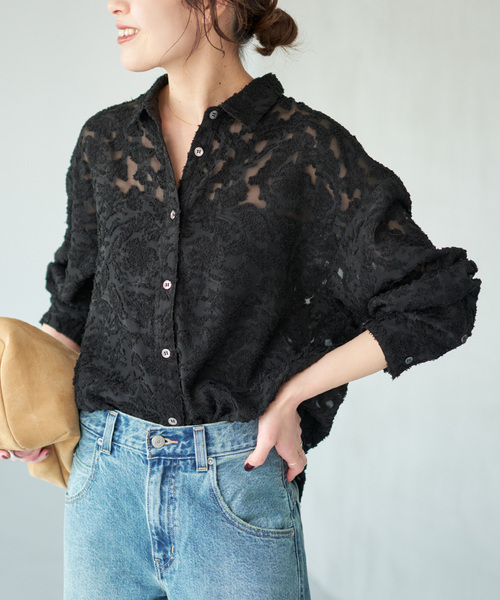 Spick & Span(スピックアンドスパン)の「《WEB限定 / 追加2》シアージャガードシャツ(シャツ/ブラウス・レディース・ブラック/アイボリー・FREE)」の14枚目の写真