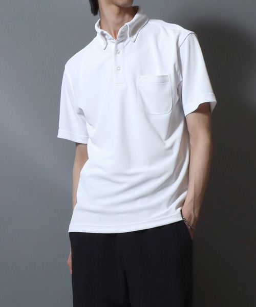 ANPAS(アンパス)の「Sweat-Concealing Polo Shirt / フレッシュテック 汗染み防止カノコポロシャツ 汗隠し/透けにくい/UV対策/接触冷感/ドライ メンズ ビジカジ(ポロシャツ・メンズ・グレー/ブラック/ネイビー/ホワイト・LL/L/M)」の8枚目の写真