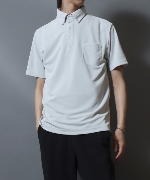 ANPAS(アンパス)の「Sweat-Concealing Polo Shirt / フレッシュテック 汗染み防止カノコポロシャツ 汗隠し/透けにくい/UV対策/接触冷感/ドライ メンズ ビジカジ(ポロシャツ・メンズ・グレー/ブラック/ネイビー/ホワイト・LL/L/M)」の21枚目の写真