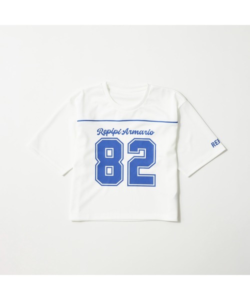 repipi armario(レピピ アルマリオ)の「repipi armario レピピアルマリオ 半袖Tシャツ ナンバリング ゆったりシルエット メッシュ(Tシャツ/カットソー・キッズ・ホワイト/ブラック/サックスブルー・150cm/160cm/140cm)」の2枚目の写真
