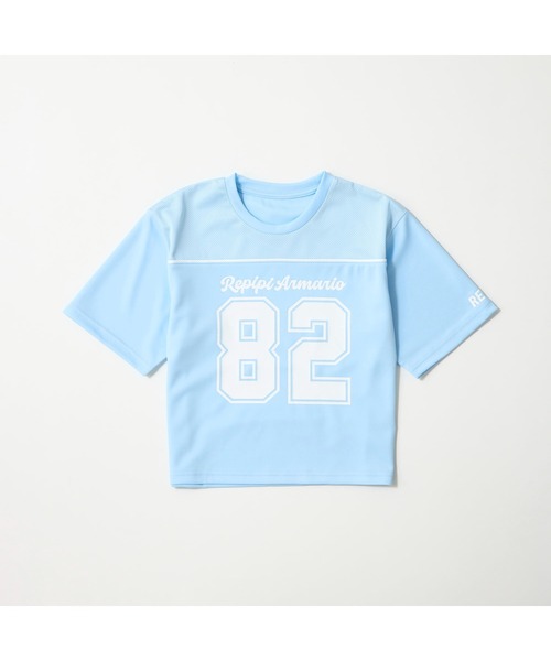 repipi armario(レピピ アルマリオ)の「repipi armario レピピアルマリオ 半袖Tシャツ ナンバリング ゆったりシルエット メッシュ(Tシャツ/カットソー・キッズ・ホワイト/ブラック/サックスブルー・150cm/160cm/140cm)」の3枚目の写真