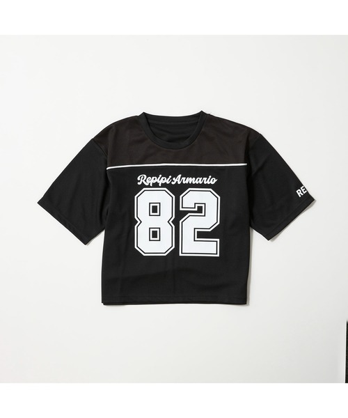 repipi armario(レピピ アルマリオ)の「repipi armario レピピアルマリオ 半袖Tシャツ ナンバリング ゆったりシルエット メッシュ(Tシャツ/カットソー・キッズ・ホワイト/ブラック/サックスブルー・150cm/160cm/140cm)」の1枚目の写真