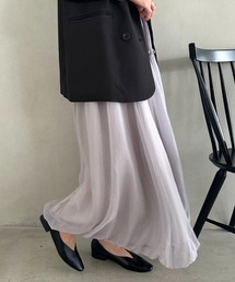 バルーンシルエットロングスカート チュールレイヤードロングスカート