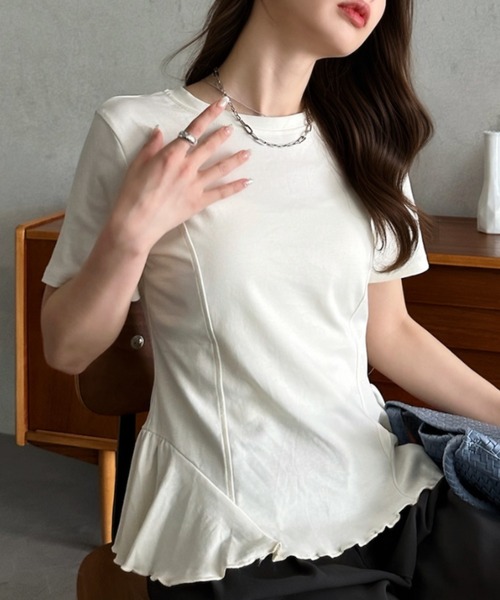 Eclat one(エクラワン)の「【Eclat one】コンパクト ペプラム クルーネック カットソー(Tシャツ/カットソー・レディース・グレー/ブラック/アイボリー・FREE)」の7枚目の写真