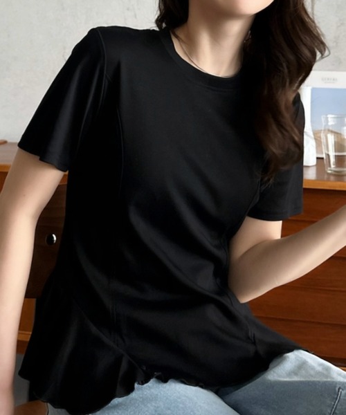 Eclat one(エクラワン)の「【Eclat one】コンパクト ペプラム クルーネック カットソー(Tシャツ/カットソー・レディース・グレー/ブラック/アイボリー・FREE)」の9枚目の写真