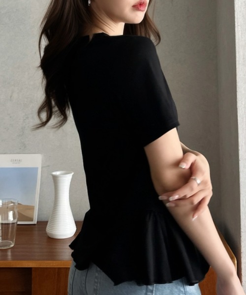Eclat one(エクラワン)の「【Eclat one】コンパクト ペプラム クルーネック カットソー(Tシャツ/カットソー・レディース・グレー/ブラック/アイボリー・FREE)」の11枚目の写真
