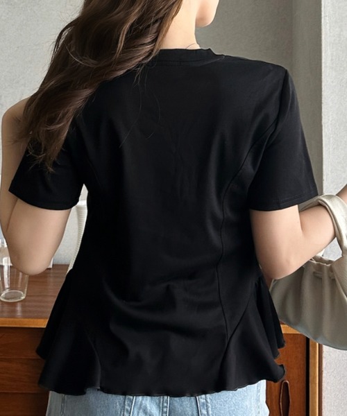 Eclat one(エクラワン)の「【Eclat one】コンパクト ペプラム クルーネック カットソー(Tシャツ/カットソー・レディース・グレー/ブラック/アイボリー・FREE)」の10枚目の写真