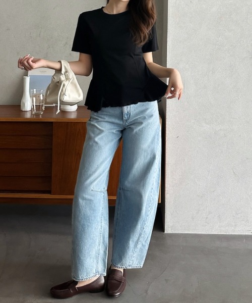 Eclat one(エクラワン)の「【Eclat one】コンパクト ペプラム クルーネック カットソー(Tシャツ/カットソー・レディース・グレー/ブラック/アイボリー・FREE)」の12枚目の写真