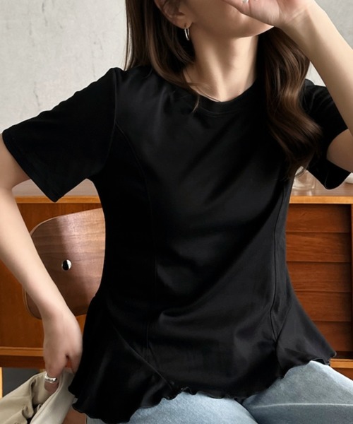 Eclat one(エクラワン)の「【Eclat one】コンパクト ペプラム クルーネック カットソー(Tシャツ/カットソー・レディース・グレー/ブラック/アイボリー・FREE)」の13枚目の写真