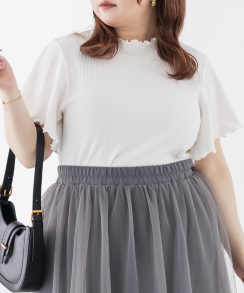 CLETTE（クレット）の「CLETTEオリジナルプチハイネックフレア袖カットソー（Tシャツ/カットソー・レディース・ブラック/レッド系その他/ホワイト系その他/ホワイト・4L/3L/LL）」の5枚目の写真