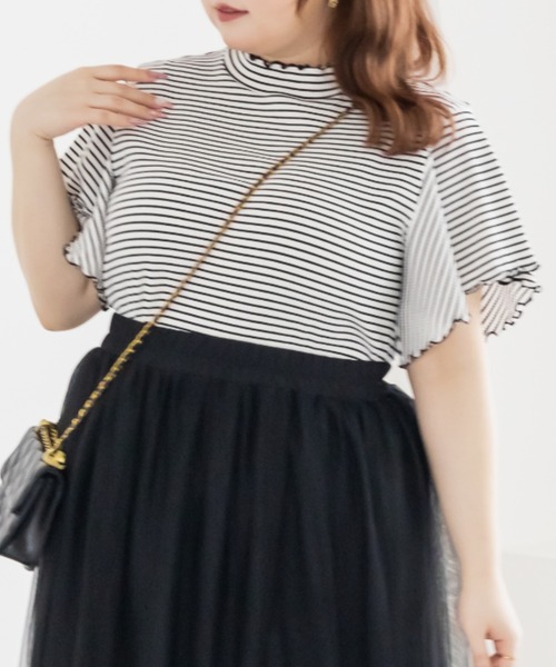 CLETTE（クレット）の「CLETTEオリジナルプチハイネックフレア袖カットソー（Tシャツ/カットソー・レディース・ブラック/レッド系その他/ホワイト系その他/ホワイト・4L/3L/LL）」の9枚目の写真