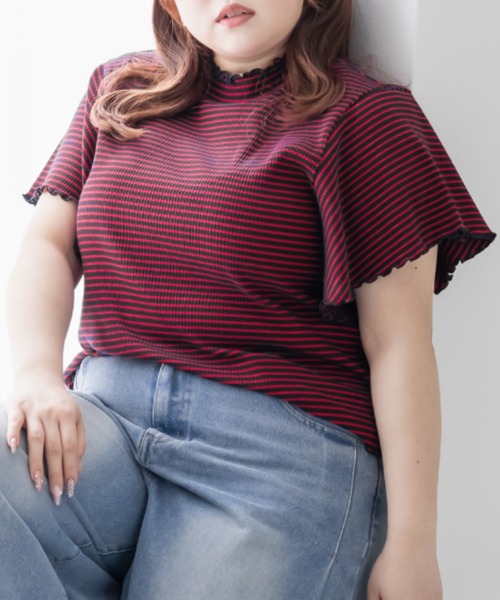CLETTE（クレット）の「CLETTEオリジナルプチハイネックフレア袖カットソー（Tシャツ/カットソー・レディース・ブラック/レッド系その他/ホワイト系その他/ホワイト・4L/3L/LL）」の15枚目の写真