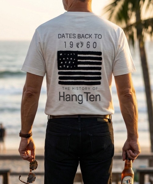 HANGTEN(ハンテン)の「【HANGTEN/ハンテン】スラブ天竺バックサガラ刺繍Tシャツ/バックデザイン アメリカン サーフ カジュアル(Tシャツ/カットソー・メンズ・アイボリー/ピンク/ネイビー・MEDIUM/X-LARGE/LARGE)」の4枚目の写真