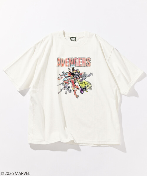 FREAK'S STORE(フリークスストア)の「MARVEL/マーベル/アベンジャーズ/クルーネックTシャツ/静電フロッキー加工(Tシャツ/カットソー・メンズ・ブラック/ホワイト/ライトグレー・MEDIUM/LARGE)」の7枚目の写真