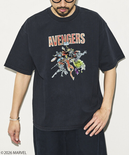 FREAK'S STORE(フリークスストア)の「MARVEL/マーベル/アベンジャーズ/クルーネックTシャツ/静電フロッキー加工(Tシャツ/カットソー・メンズ・ブラック/ホワイト/ライトグレー・MEDIUM/LARGE)」の11枚目の写真