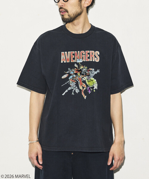 FREAK'S STORE(フリークスストア)の「MARVEL/マーベル/アベンジャーズ/クルーネックTシャツ/静電フロッキー加工(Tシャツ/カットソー・メンズ・ブラック/ホワイト/ライトグレー・MEDIUM/LARGE)」の14枚目の写真