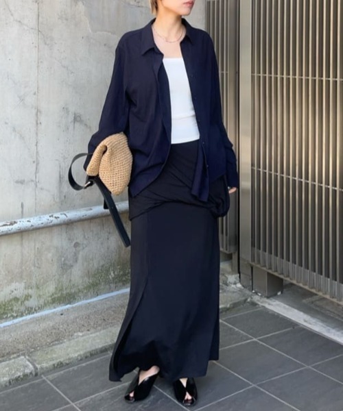 MOUSSY(マウジー)の「LINEN BLEND BASIC シャツ(シャツ/ブラウス・レディース・ホワイト/ベージュ/ネイビー・FREE)」の10枚目の写真